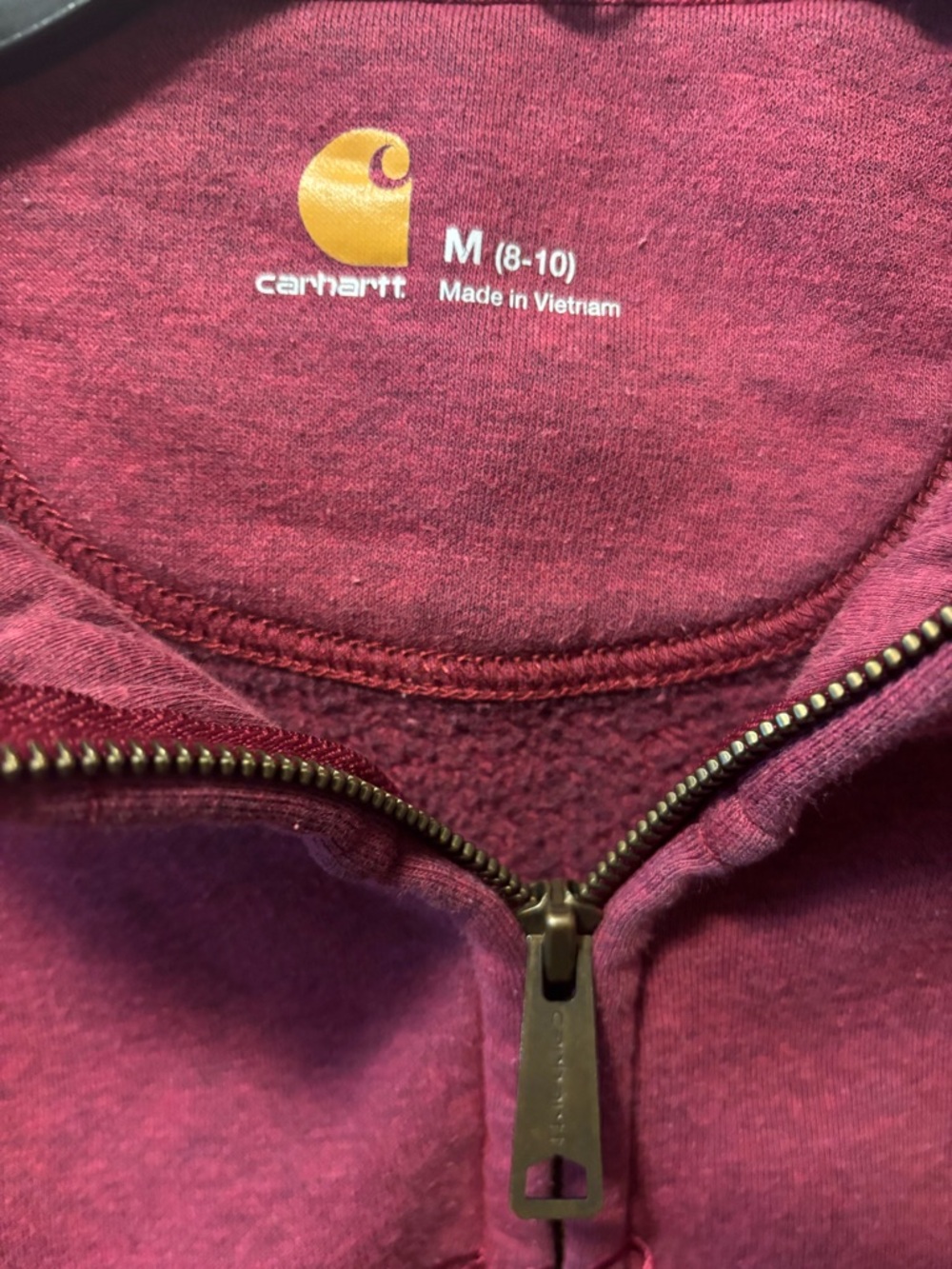 Carhartt Kids Burgundy Full-Zip Hooded Sweatshirt - Picture 3 of 4